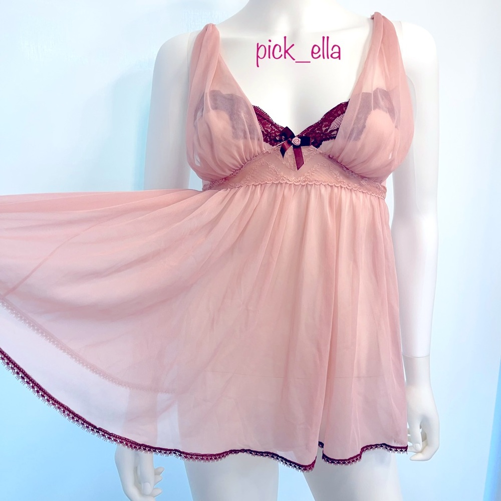 S VS Victoria’s Secret Sexy Little Things Dress Slip Chemise dress pink/egplant